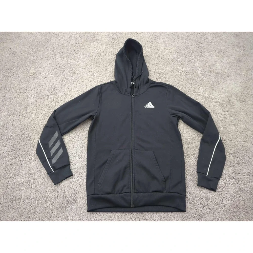 Adidas Full Zip Hoodie Mens Small Black adidas Basketball‎ Club Climawarm